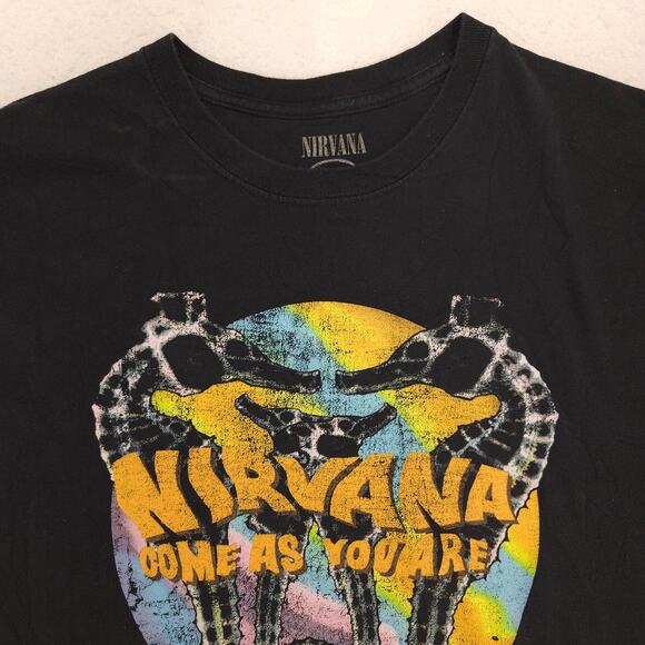 Nirvana Band Casual Crew Neck Graphic Shirt Adult Mens Size Large L Black - Picture 1 of 9